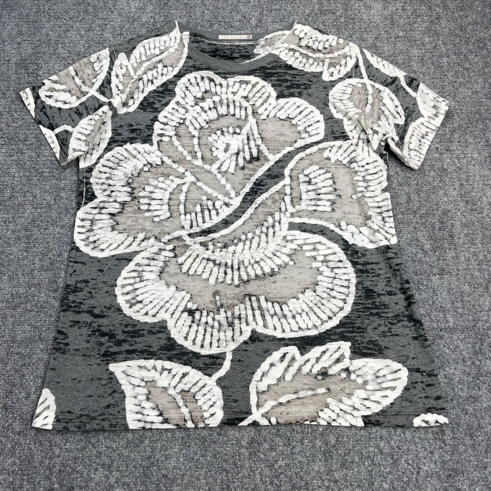 Sundance Before + Again Top Womens XL Short Sleeve Lightweight Floral Burnout